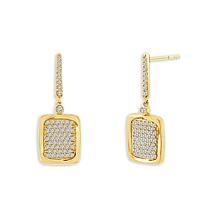 10K Yellow Gold 3/8ctw Pave' Diamond Drop Fashion Earrings