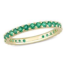 10K Yellow Gold Created Emerald Eternity Ring