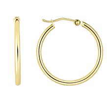 10K Yellow Gold Tube Hoop Earring with Hinged Clasp
