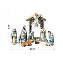 11-piece Deluxe Blue Resin Nativity Figurine Set