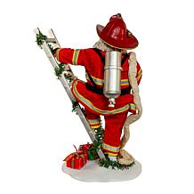 11.5" Fabriché Fireman Santa On Ladder Figurine