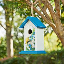 11.75"H Stylish Wood Birdhouse w/Elegant Daisy and Butterfly Pattern
