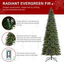 11ft Pre-Lit Green Slim Fir Christmas Tree with Remote