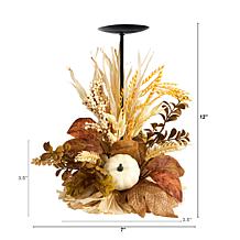 12” Autumn Harvest and Pumpkin Fall Candle Holder