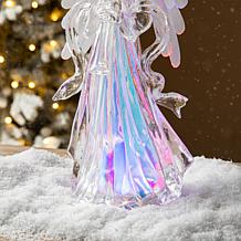 12" H Acrylic LED Color-Changing Lighted Tabletop Angel Figurine