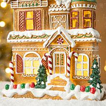 12" H Resin Lighted Christmas Gingerbread House Table Decor