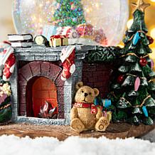 120mm Resin Lighted Musical Christmas Tree on Fireplace Water Globe