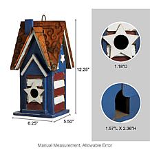 12.25"H Patriotic Wood Outdoor Garden Birdhouse with 3D Star