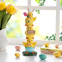 13.25" Easter Resin Table Decor with Stacked Yellow Ducks