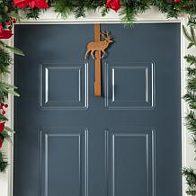 14" H Christmas Tree and Reindeer Metal Wreath Hanger - Set of 2