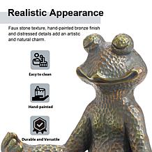 14.25"H Bronze MGO Yoga Frog Statue