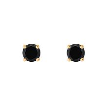 14K Gold .25ctw Black Diamond Round Stud Earrings