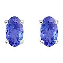 14K Gold 5x3mm Oval-Cut Tanzanite Stud Earrings