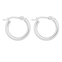 14K Gold Polished Round Tube Hoop Earrings
