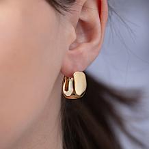 14K Polished Electroform Hoop Graduated Oval Earrings  
