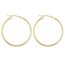 14K Polished Gold Round Tube Hoop Earrings