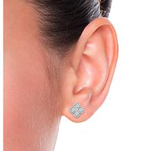 14K White Gold 1ctw Pave' Diamond Flower Stud Earrings