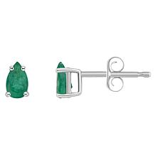 14K White Gold 5x3mm Pear-Shaped Gemstone Stud Earrings