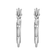 14K White Gold Polished Flower Hoop Earrings