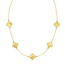 14K Yellow Gold 18" Station Golden Clover Necklace