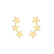 14K Yellow Gold Polished Star Climber Earrings with Clutch Backs