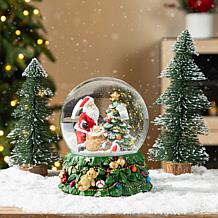 150mm Christmas Resin Lighted Musical Snowflakes Santa Waterglobe