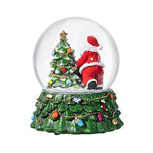 150mm Christmas Resin Lighted Musical Snowflakes Santa Waterglobe