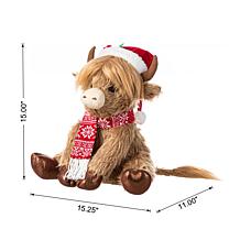15.25"L Christmas Fabric Highland Cow Decoration