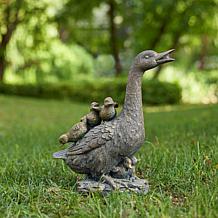 15"H Resin Faux Bronze Duck Garden Statue
