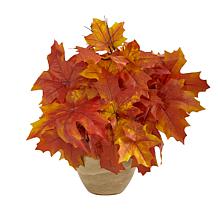 16 in. Autumn Maple Leaf Artificial Plant in Decorative Planter