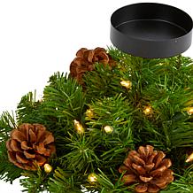 16 in. Christmas Pine Candelabrum with 35 Lights and Pine Cones
