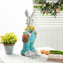 17.25"H Easter Resin Bunny Boy with Carrot Table Decor