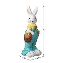 17.25"H Easter Resin Bunny Boy with Carrot Table Decor