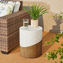 17.25"H MGO Faux Terrazzo & Wood Texture, Stool, Plant Stand, or Table