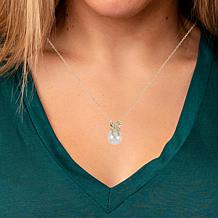 18" 14K Gold Cultured Freshwater Pearl and Diamond Bow Necklace