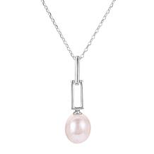 18" 7-8mm Cultured Pearl Sterling Silver Paperclip-Link Drop Necklace