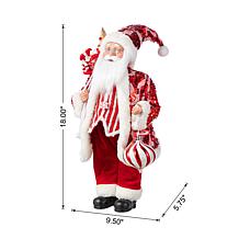 18" Faux Fur Christmas Peppermint Santa Figurine