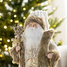 18" Faux Fur Christmas Woodland Santa Figurine
