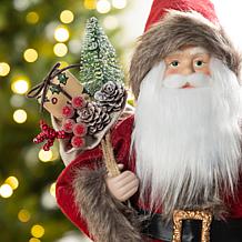 18" Faux Fur Christmas Woodland Santa Figurine