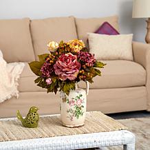 18 in. Peony Artificial Arrangement in Floral Pitcher