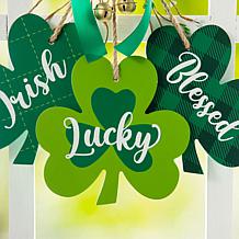 18.50"H St. Patrick's Day Wooden Shamrock Door Hanger