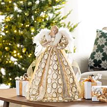 18.5"H Faux Fur & PVC Christmas Elegant Angel Tree Topper