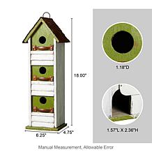 18"H Distressed Wood Cottage with Shutter Decorative Birdhouse