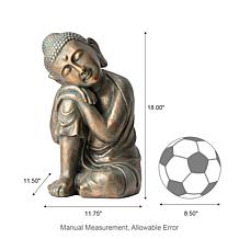 18"H MGO Faux Bronze Resting Buddha Garden Statue