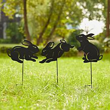 18"H Multi-functional Set of 3 Metal Rabbit Silhouette Pick Wall Decor