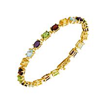 18K Gold-Plated Rainbow Multigemstone Oval Tennis Bracelet