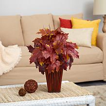 19 in. Autumn Maple Leaf Artificial Plant in Decorative Planter