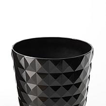 19.75"H Set of 2 PE/Stone Faux Ceramic Diamond Textured Black Planter