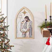 19.75"H Wooden Wall Décor with Painted Nativity Scene