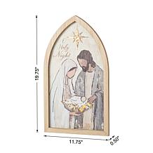 19.75"H Wooden Wall Décor with Painted Nativity Scene